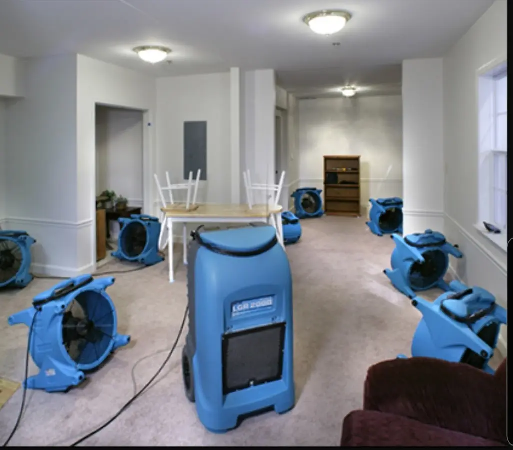 Air movers and dehumidifier setup for Water Extraction & Removal in Alpena